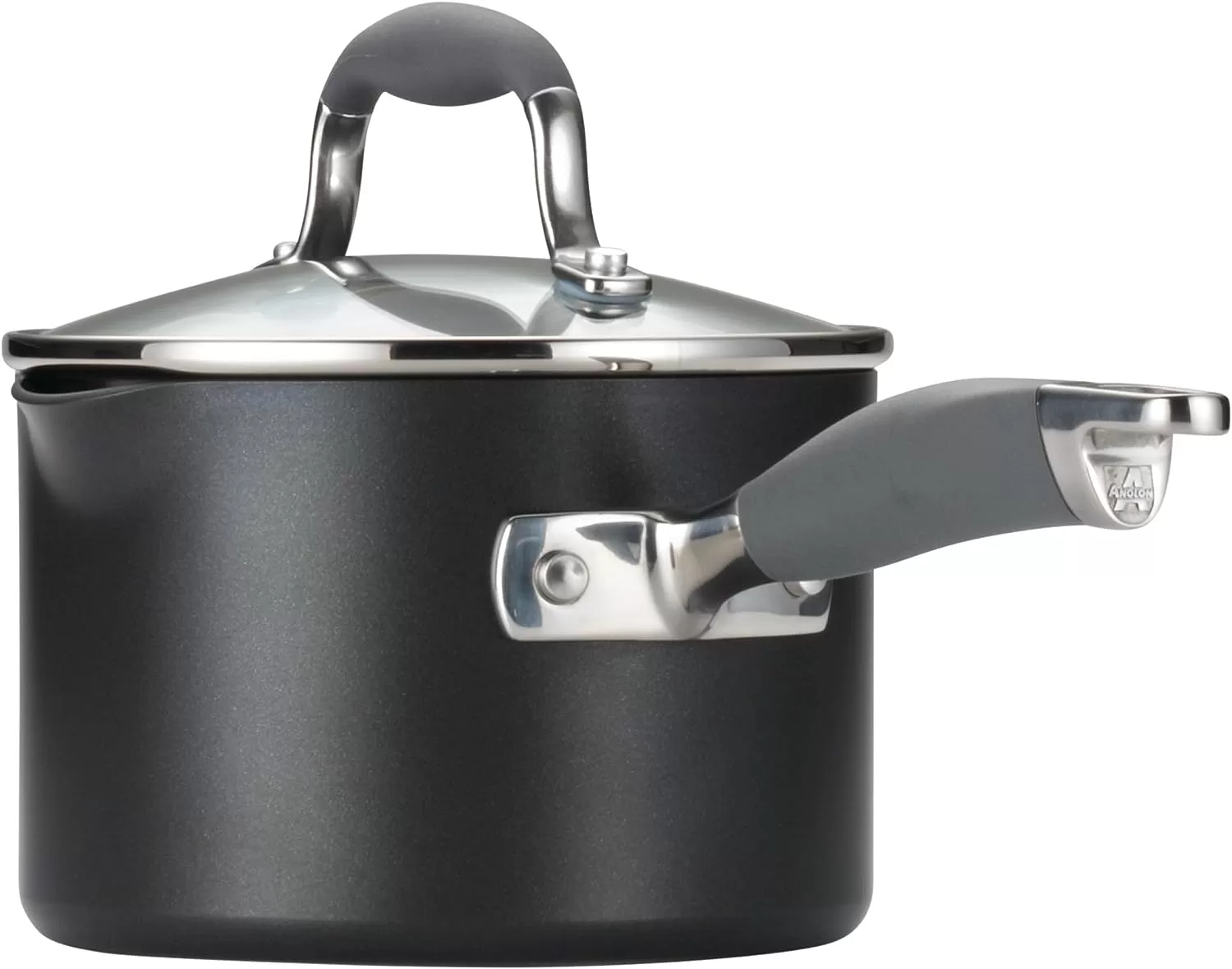 Anolon Advanced Hard Anodized Nonstick Sauce Pan/Saucepan with Straining and Lid, 2 Quart, Graphite