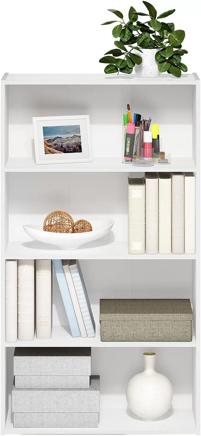 Furinno Pasir 4-Tier Bookcase/Bookshelf/Storage Shelves, White