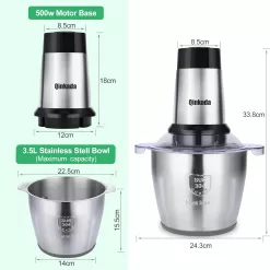 Electric Meat Grinder, Qinkada 500W Food Processor 3.5L Chopping Meat