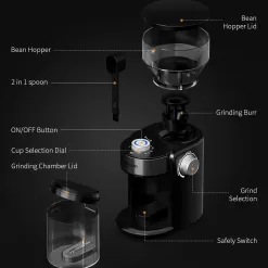 SHARDOR Electric Burr Coffee Grinder 2.0, Adjustable Burr Mill with 16 Precise Grind Setting for 2-14 Cup, Black