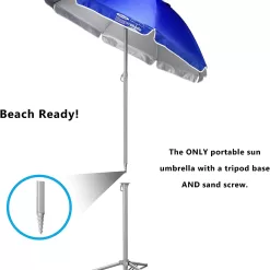 Wondershade 5' Sun Shade Umbrella, Portable Lightweight Adjustable Instant Sun Protection UPF 50+ - Blue
