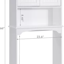 Spirich Over The Toilet Storage Cabinet, Bathroom Shelf Over Toilet, Bathroom Storage Cabinet Organizer, White