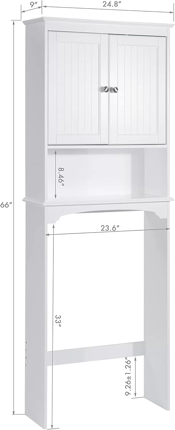 Spirich Over The Toilet Storage Cabinet, Bathroom Shelf Over Toilet, Bathroom Storage Cabinet Organizer, White
