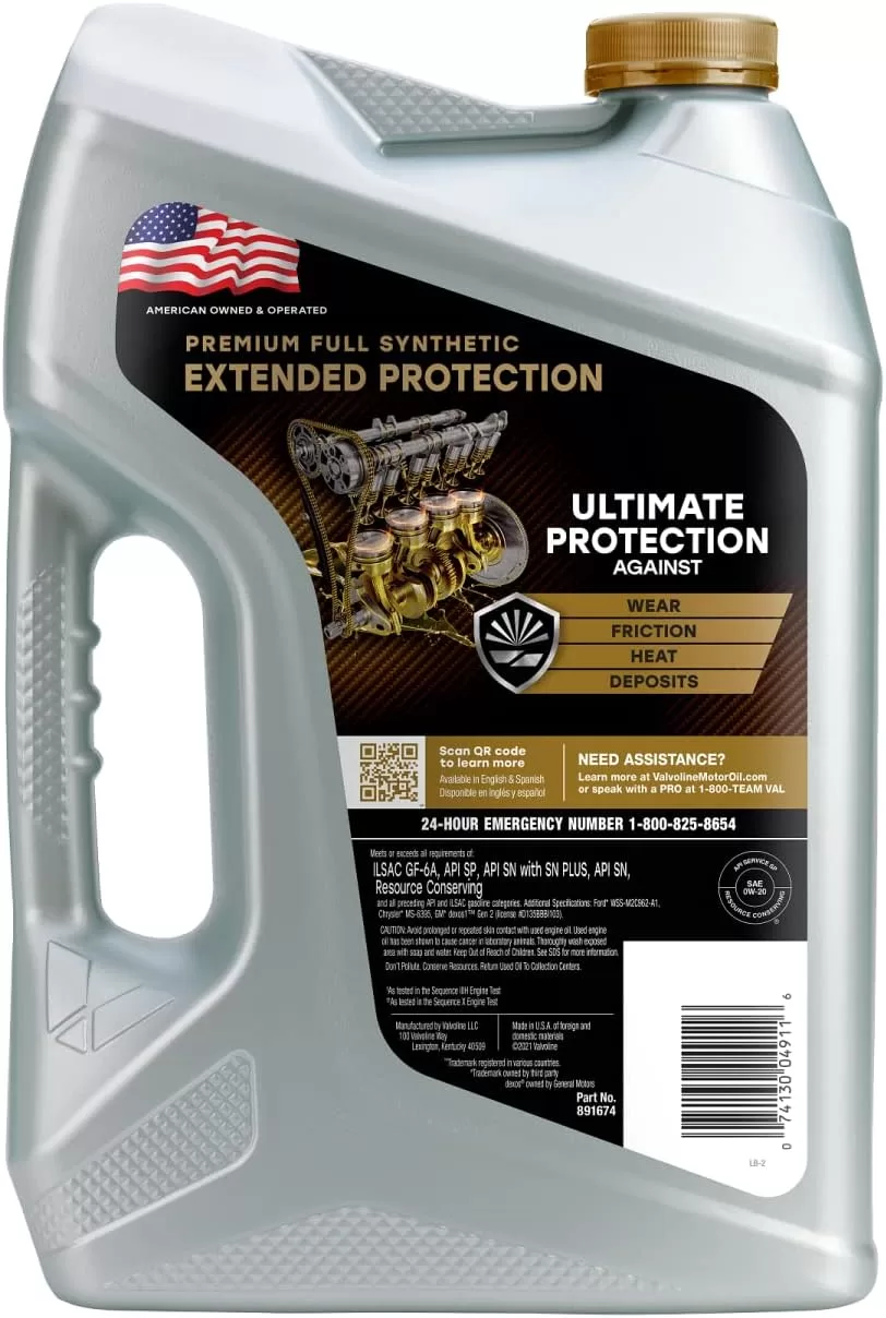 Valvoline Extended Protection Full Synthetic Motor Oil SAE 0W-20 5 QT