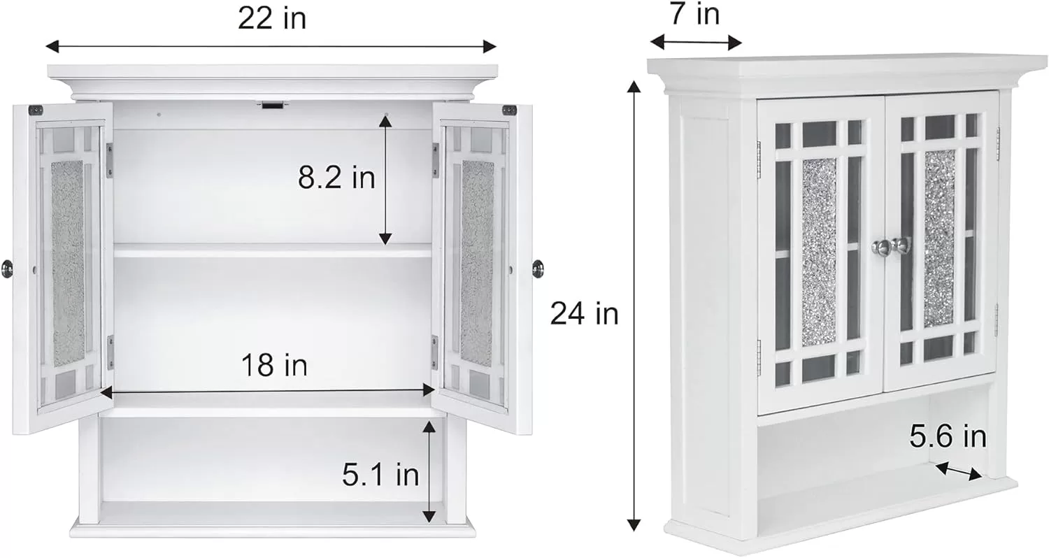 Teamson Home Windsor Wooden Over The Toilet Bathroom Removable Wall Medicine Cabinet, White