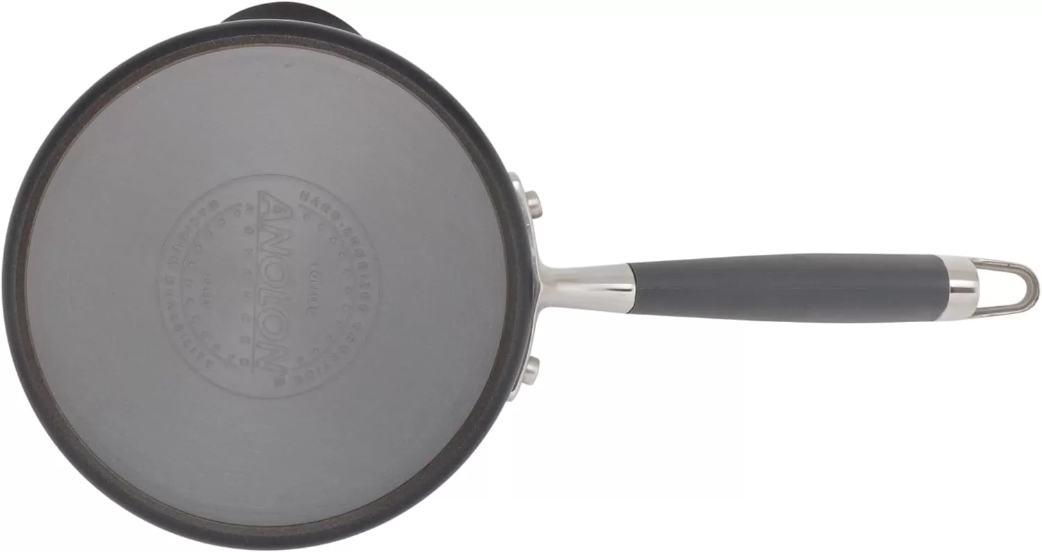 Anolon Advanced Hard Anodized Nonstick Sauce Pan/Saucepan with Straining and Lid, 2 Quart, Graphite