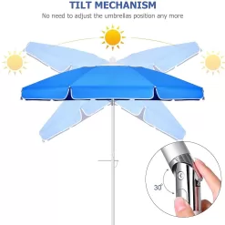 Portable Beach Umbrella for Sand: 7FT Arc Length 6.5FT Diameter Outdoor Umbrella