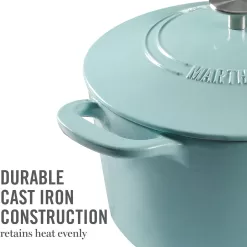 MARTHA STEWART Gatwick 7 QT Enamel Cast Iron Dutch Oven, Martha Blue