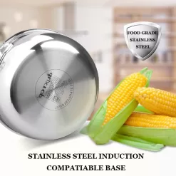 Duxtop Whole-Clad Tri-Ply Stainless Steel Saucepan with Lid, 3 Quart, Kitchen Induction Cookware