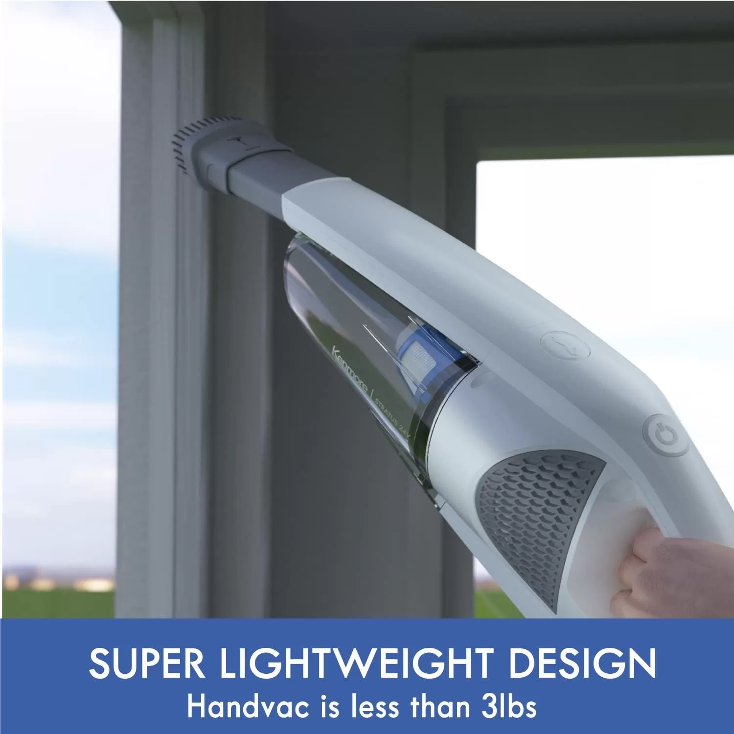 Kenmore DS1030 Cordless Stick Vacuum Lightweight Cleaner 2-Speed Power Suction LED Headlight 2-in-1 Handheld, White
