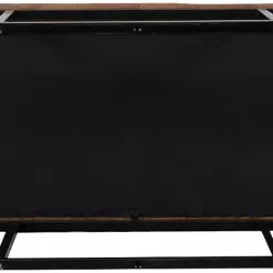 HomePop Faux Leather Button Tufted Decorative Bench with Metal Base, Brown