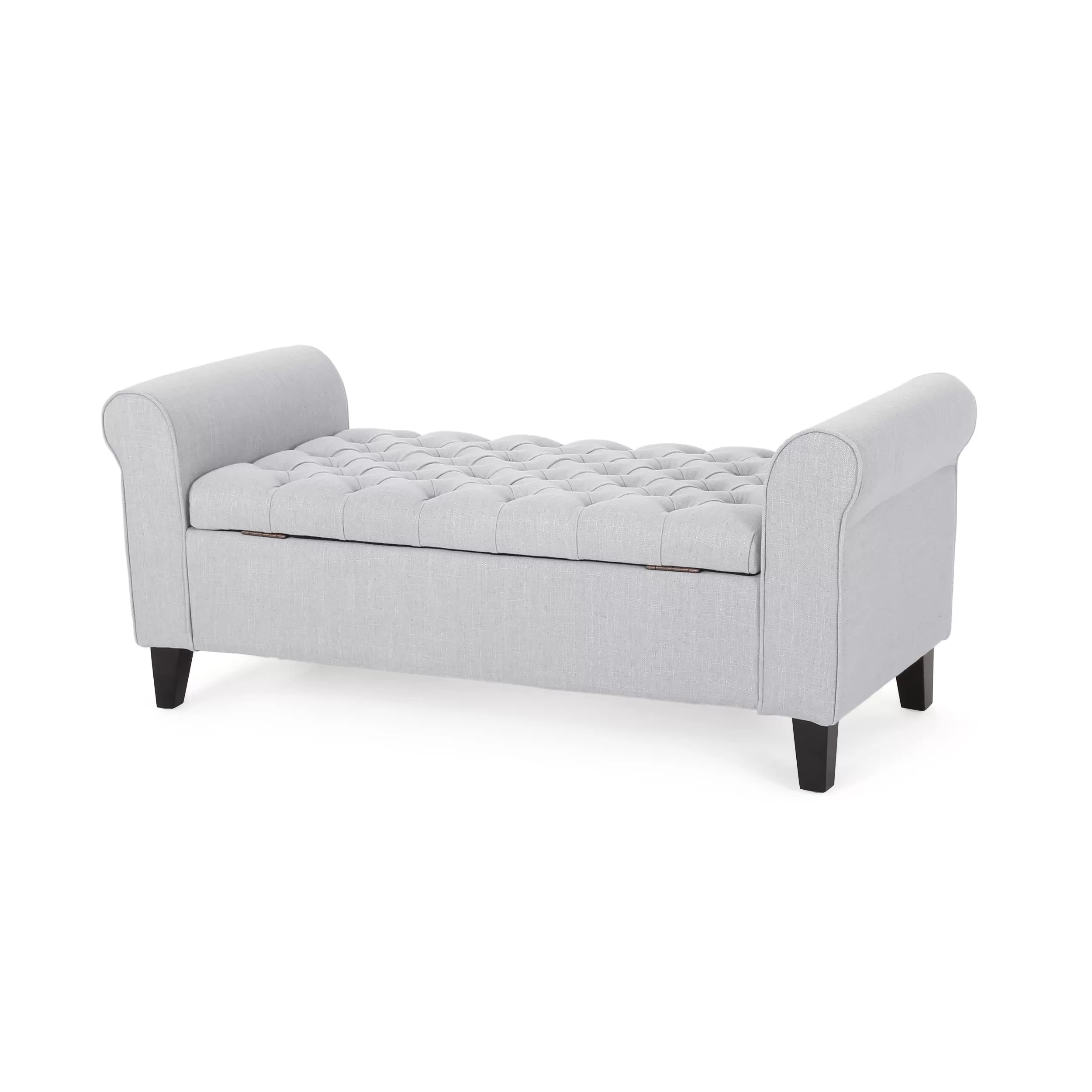 Christopher Knight Home Keiko Fabric Armed Storage Bench, Light Grey