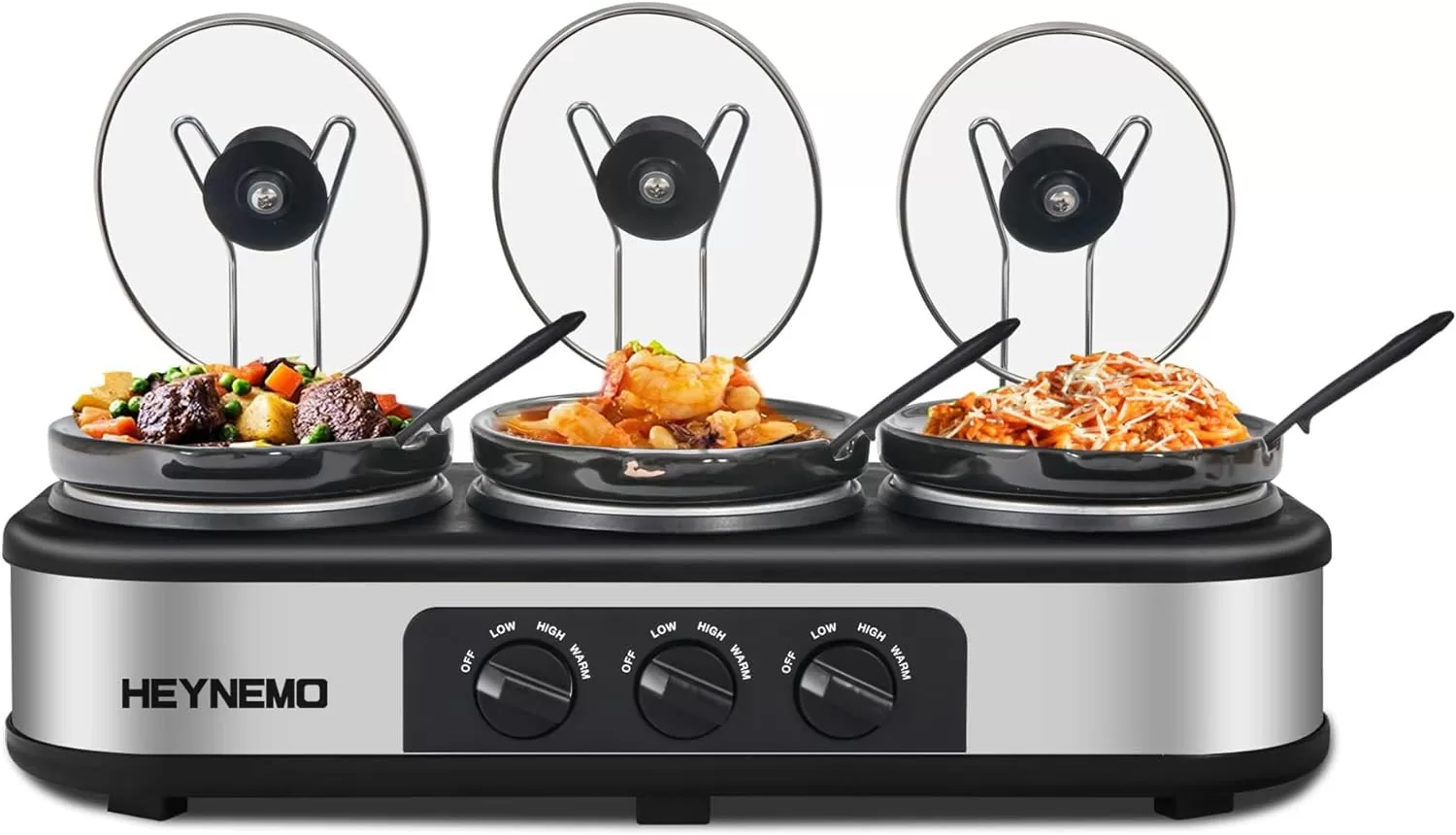 Triple Slow Cooker, 3×1.5 QT Buffet Servers and Warmers, 3 Pots Buffet Slow Cooker