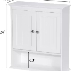 Spirich Home Bathroom Cabinet Wall Mounted with Doors, White