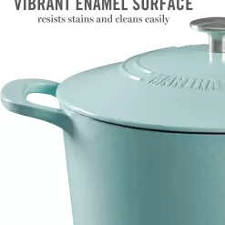 MARTHA STEWART Gatwick 7 QT Enamel Cast Iron Dutch Oven, Martha Blue