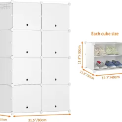 HOMIDEC Shoe Rack, 8 Tier Shoe Storage Cabinet 32 Pair Plastic Shoe Shelves Organizer for Closet Hallway Bedroom Entryway