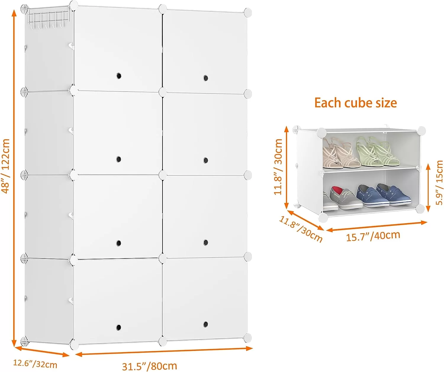 HOMIDEC Shoe Rack, 8 Tier Shoe Storage Cabinet 32 Pair Plastic Shoe Shelves Organizer for Closet Hallway Bedroom Entryway
