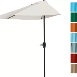 Pure Garden 9 Foot Half Round Patio Umbrella