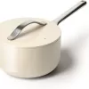 Caraway Nonstick Ceramic Sauce Pan with Lid (3 qt) - Non Toxic, PTFE & PFOA Free - Cream