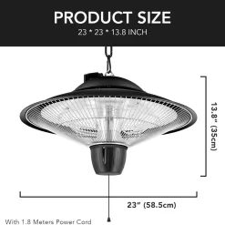 Afoxsos Ceiling-Mounted Heater Black Stainless Steel Patio Heater Ceiling-mount Enclosure