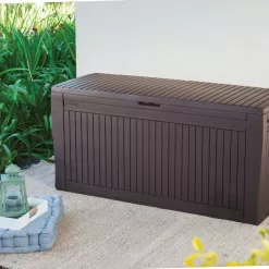 Keter Comfy Outdoor Storage 46-in L x 17.6-in 71-Gallons Brown Durable Plastic Deck Box
