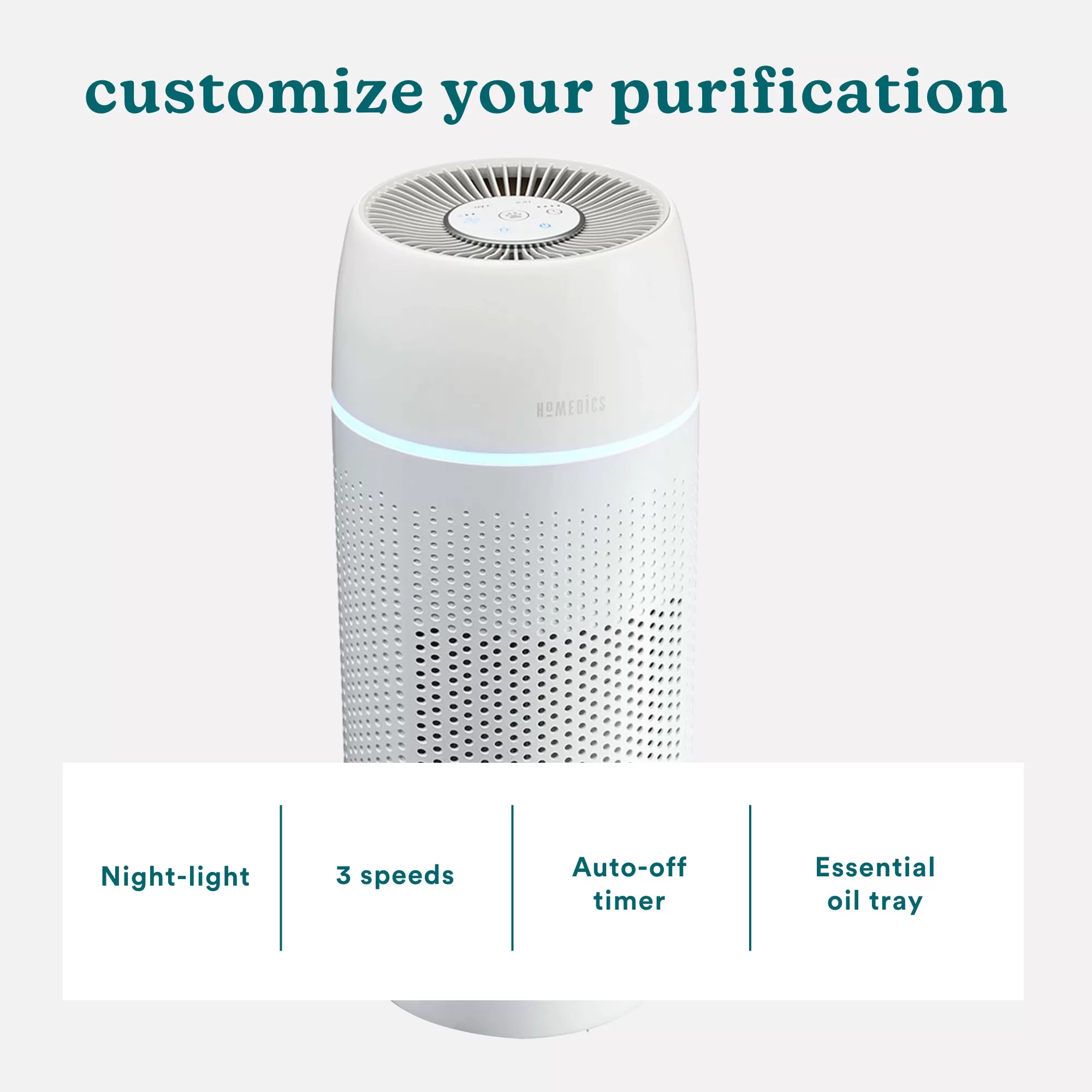 HOMEDICS 3-Speed Ionic White HEPA Air Purifier ENERGY STAR (Covers: 266-sq ft)