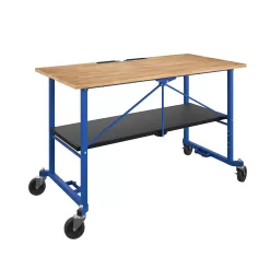 Kobalt 24-in L x 34-in H Rolling Blue Wood Portable Work Bench