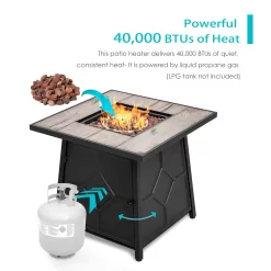 Nuu Garden 27.95-in W 40000-BTU Black Tabletop Iron Propane Gas Fire Pit Table