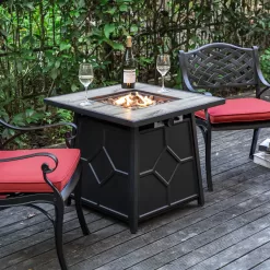 Nuu Garden 27.95-in W 40000-BTU Black Tabletop Iron Propane Gas Fire Pit Table