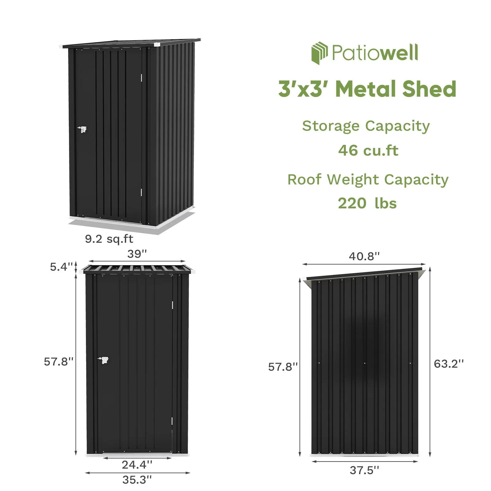 Patiowell 3-ft x 3-ft Galvanized Steel Storage Shed
