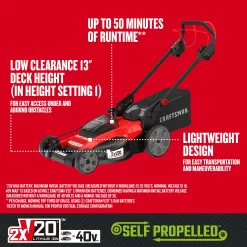 CRAFTSMAN Self-Propelled Cordless Mower 20-volt 20-in Cordless Self-propelled Lawn Mower 5 Ah (Battery and Charger Included)