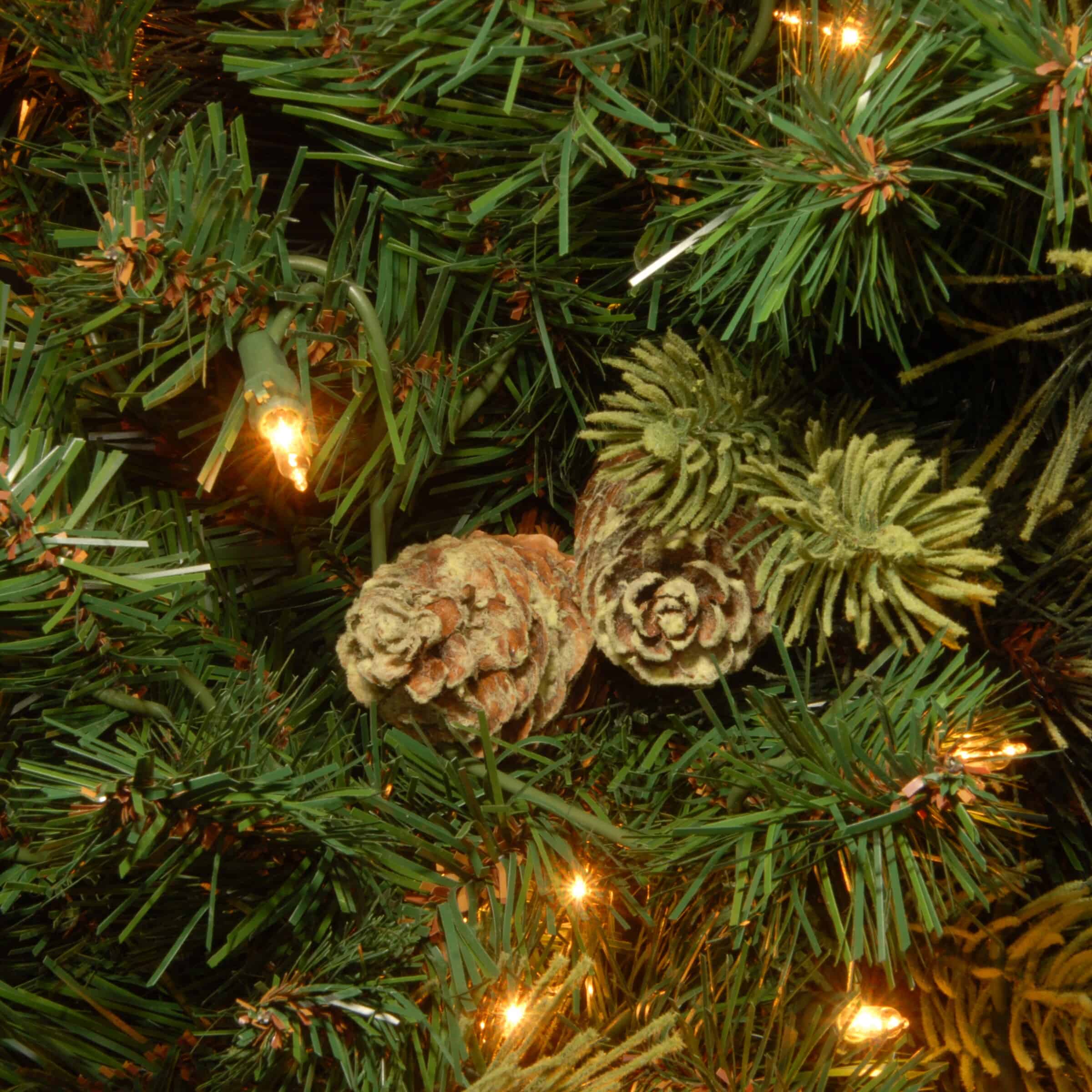 National Tree Company CAP3-306-75 7-1/2 ft. Carolina Pine Hinged Artificial Christmas Tree with 86 Flocked Cones and 750 Clear Lights - Image 4