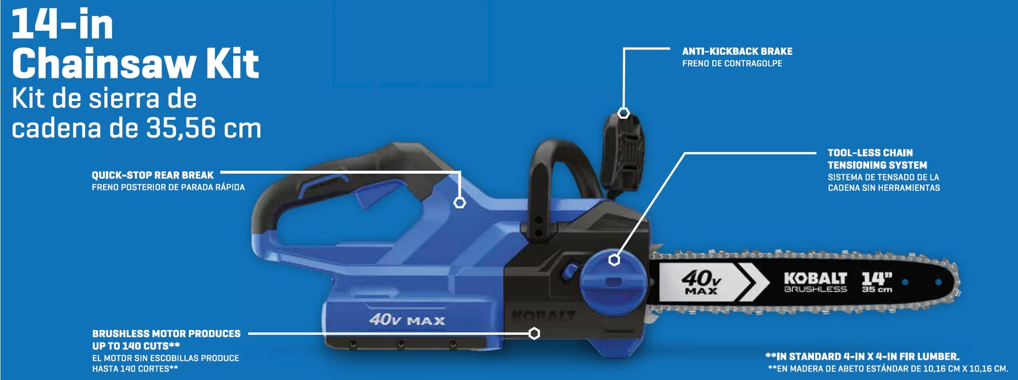 Kobalt Gen4 40-volt 14-in Brushless Battery 4 Amp 4 Ah Chainsaw (Battery and Charger Included)