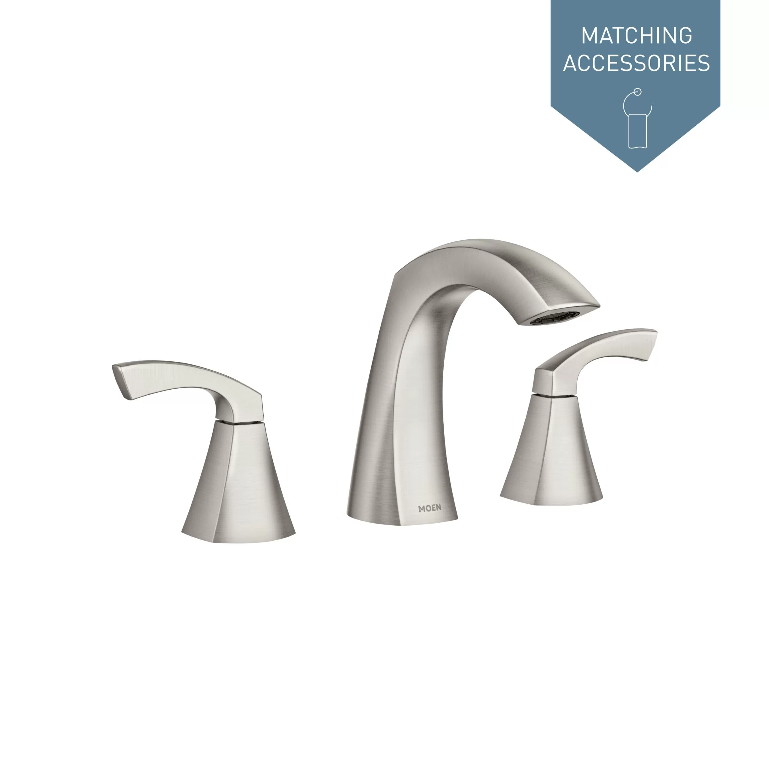 Moen Lindor Spot Resist Brushed Nickel Widespread 2-handle WaterSense Bathroom Sink Faucet with Drain