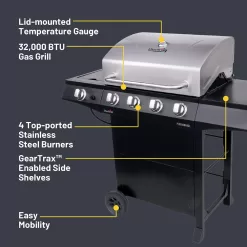 Char-Broil Performance Series Black 4-Burner Liquid Propane Gas Grill with 1 Side Burner