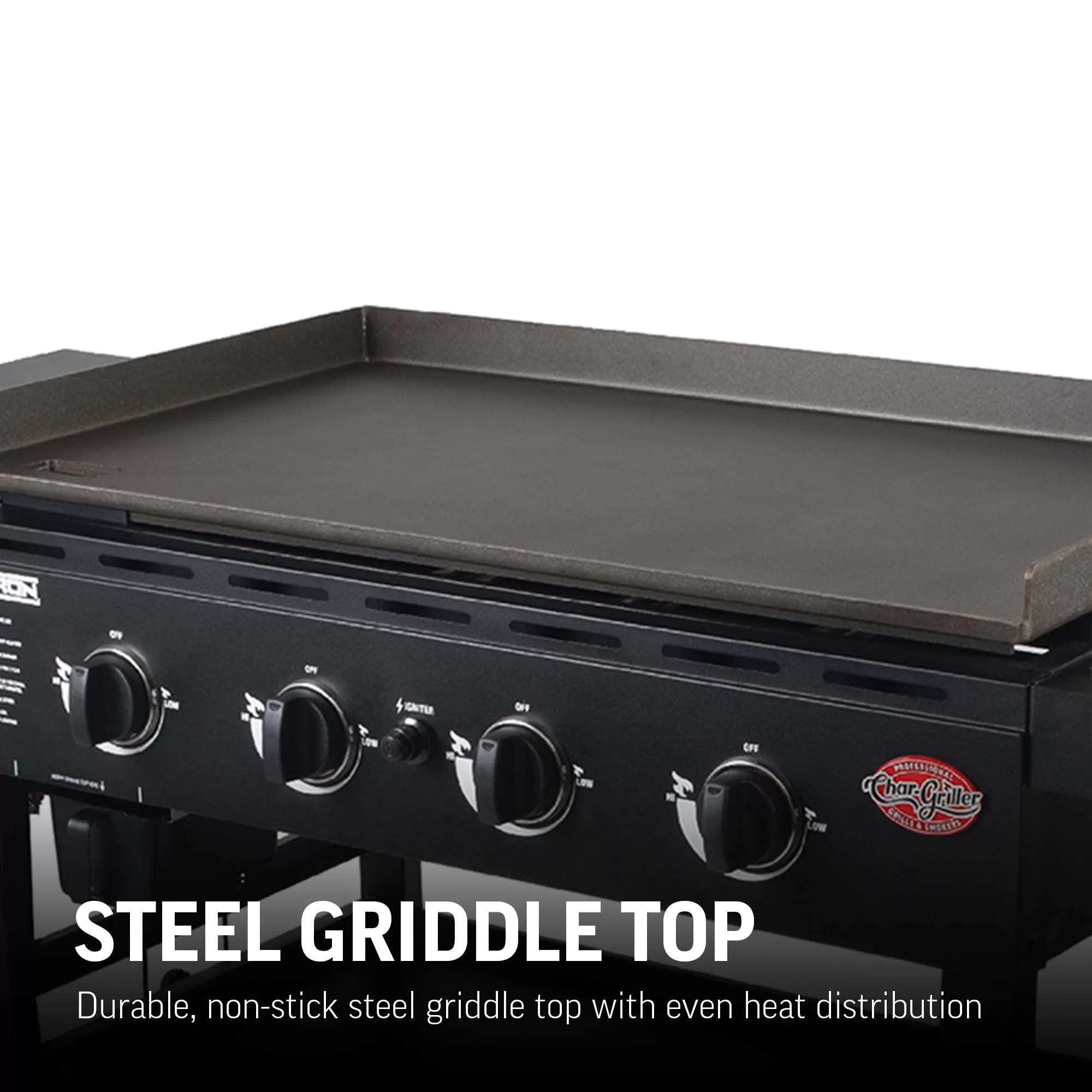 Char-Griller Flat Iron 4-Burner Liquid Propane Flat Top Grill
