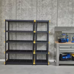 Project Source Commander Plastic Heavy Duty 5-Tier Utility Shelving Unit (48-in W x 20-in D x 72-in H), Black