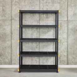 Project Source Commander Plastic Heavy Duty 5-Tier Utility Shelving Unit (48-in W x 20-in D x 72-in H), Black