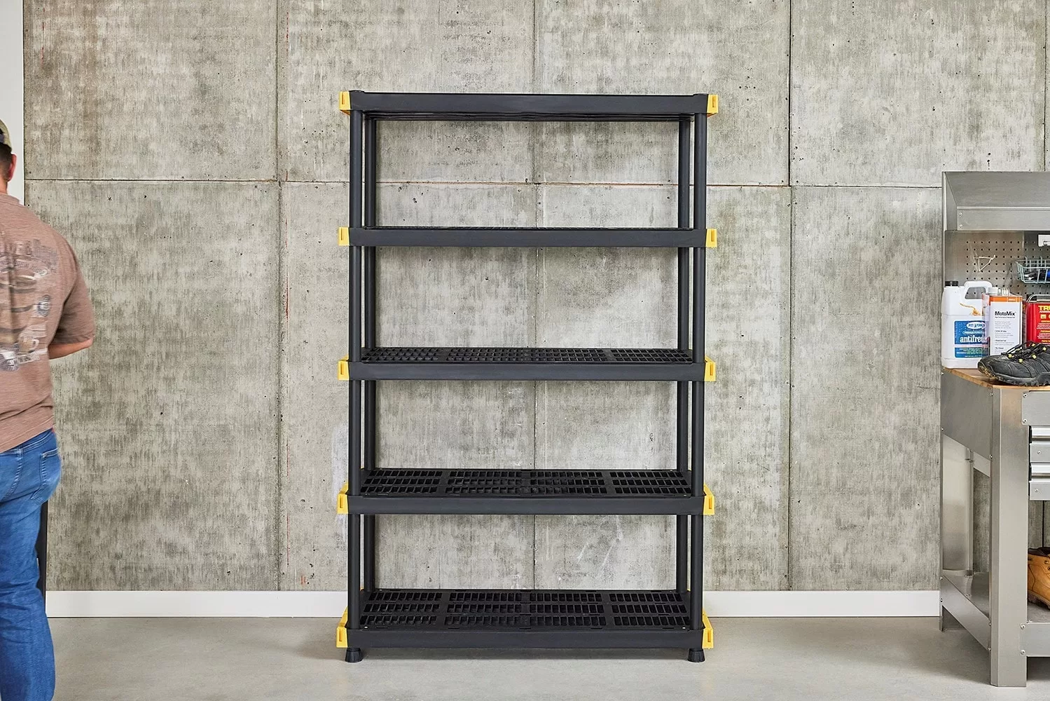Project Source Commander Plastic Heavy Duty 5-Tier Utility Shelving Unit (48-in W x 20-in D x 72-in H), Black