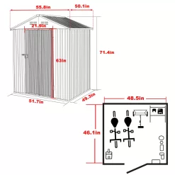 VEIKOUS 4-ft x 4-ft Galvanized Steel Storage Shed