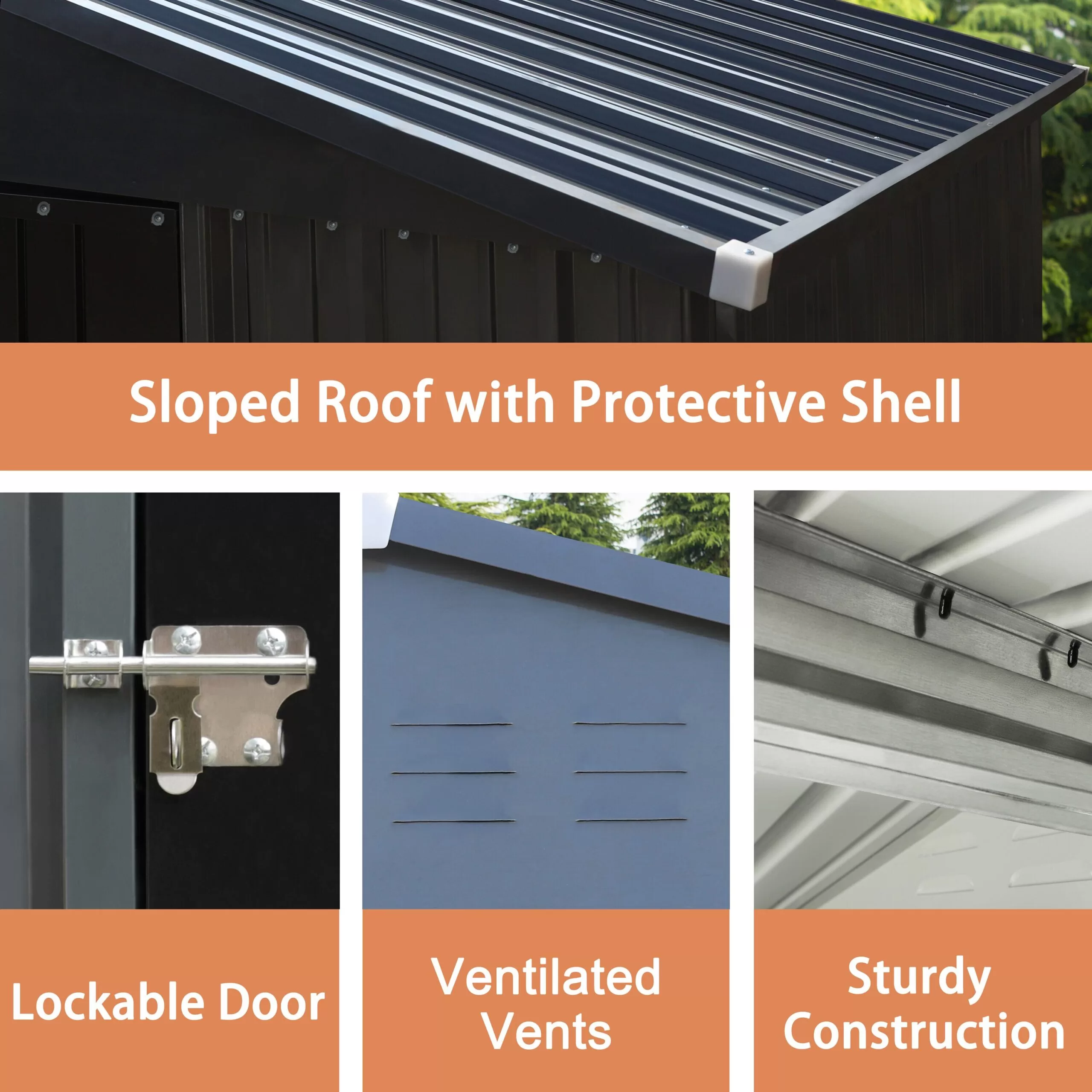 VEIKOUS 4-ft x 4-ft Galvanized Steel Storage Shed