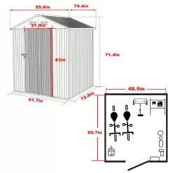 VEIKOUS 4-ft x 6-ft shed Galvanized Steel Storage Shed