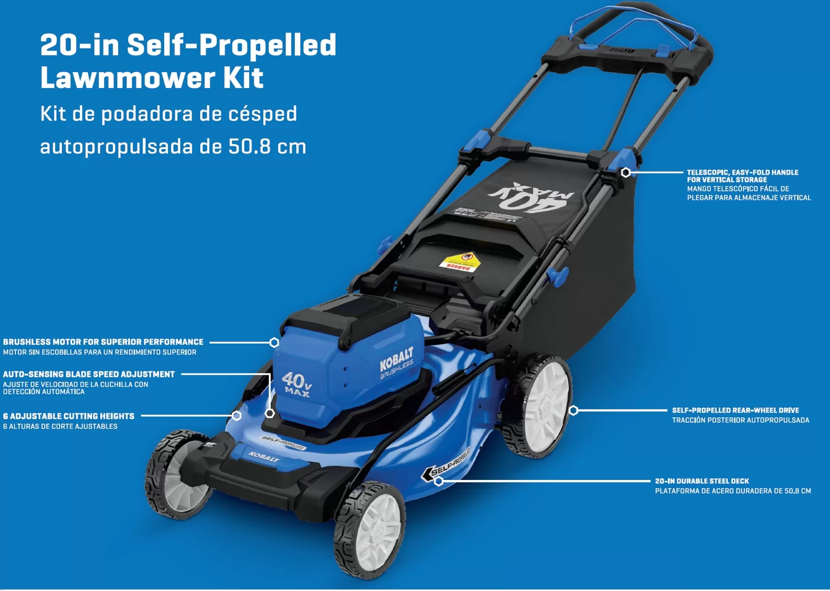 Kobalt Gen4 40-volt 20-in Cordless Self-propelled Lawn Mower 6 Ah (Battery and Charger Included)
