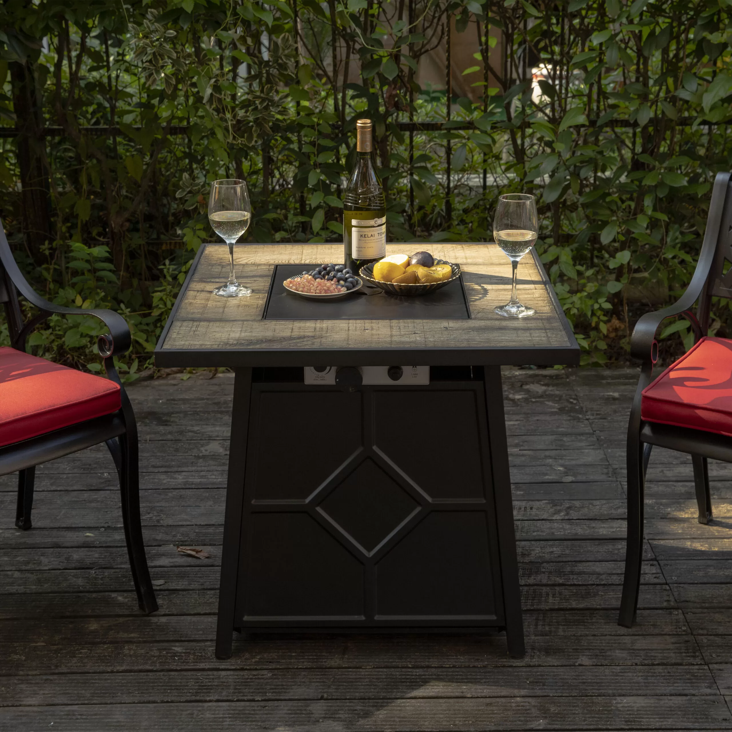 Nuu Garden 27.95-in W 40000-BTU Black Tabletop Iron Propane Gas Fire Pit Table