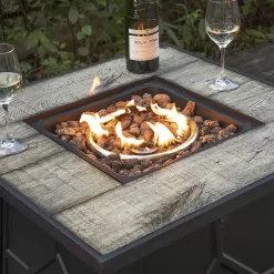 Nuu Garden 27.95-in W 40000-BTU Black Tabletop Iron Propane Gas Fire Pit Table