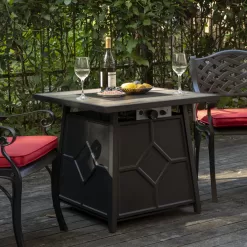 Nuu Garden 27.95-in W 40000-BTU Black Tabletop Iron Propane Gas Fire Pit Table