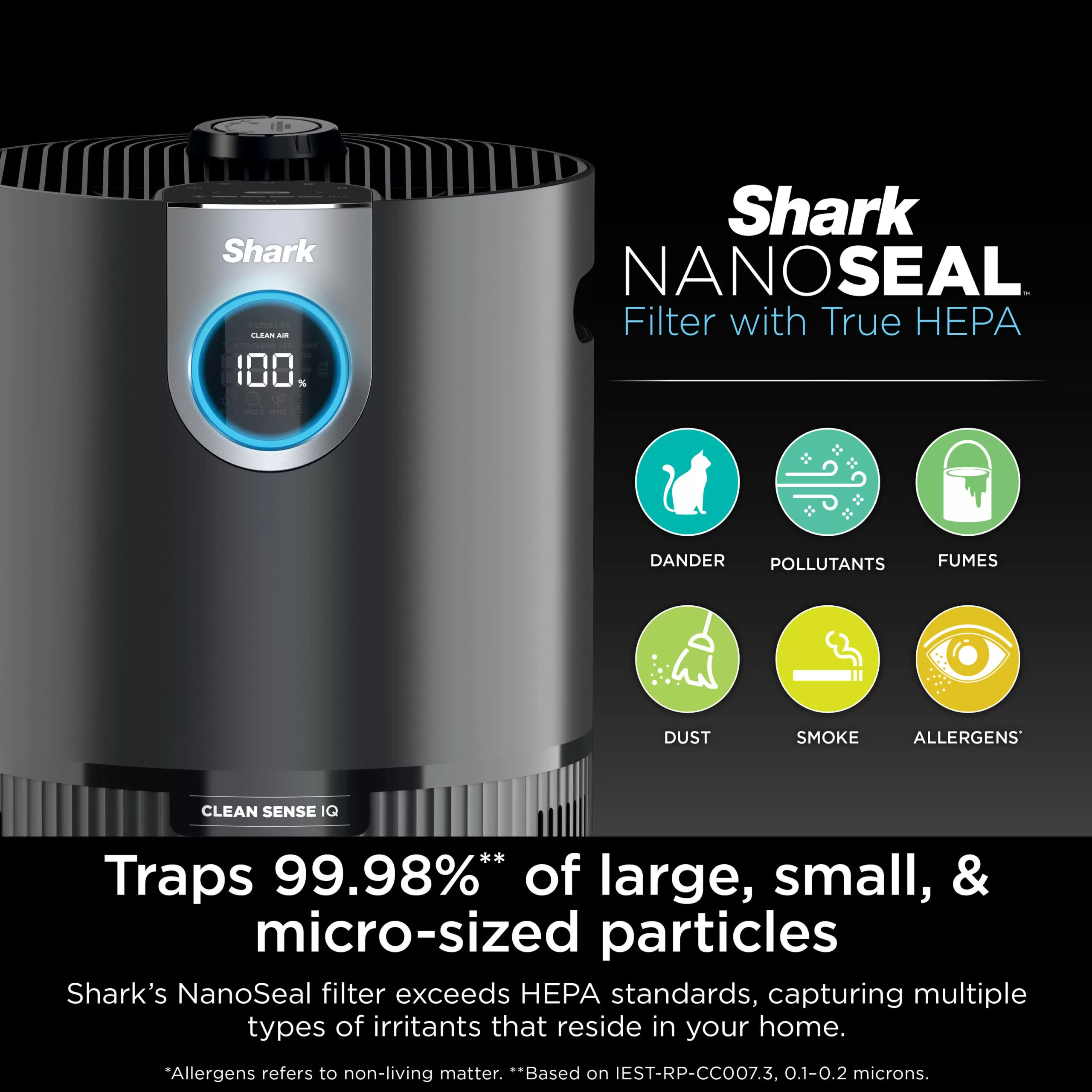 Shark Clean Sense Air Purifier MAX 4-Speed Black HEPA Air Purifier ENERGY STAR (Covers: 1200-sq ft)