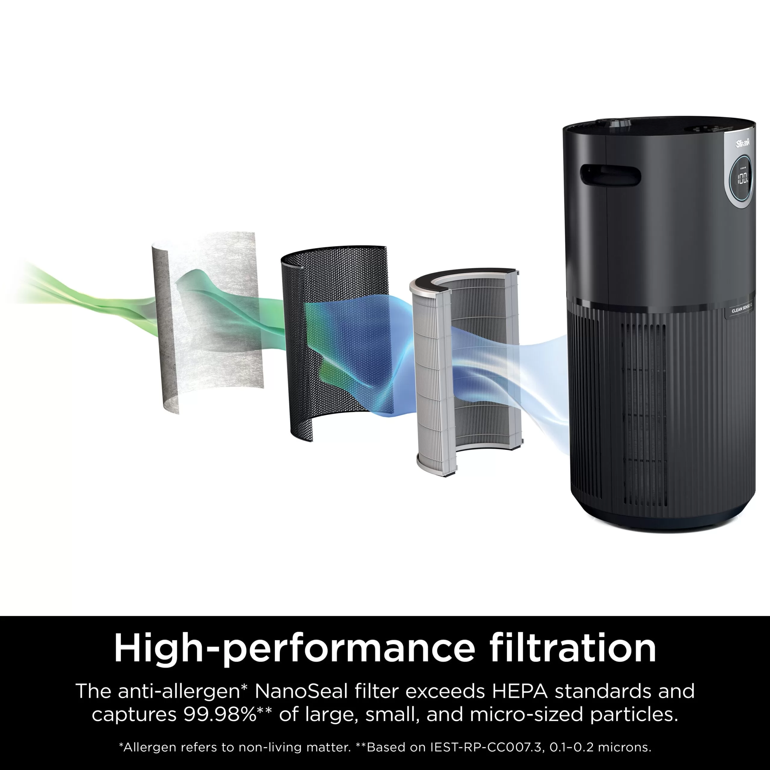 Shark Clean Sense Air Purifier MAX 4-Speed Black HEPA Air Purifier ENERGY STAR (Covers: 1200-sq ft)