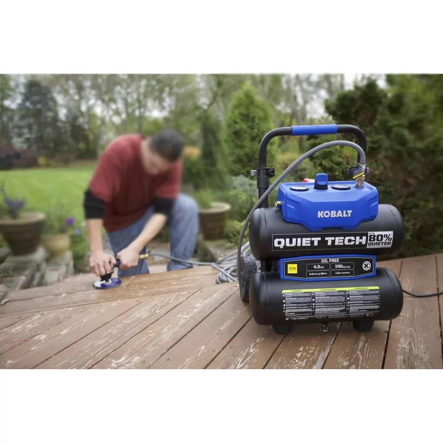 Kobalt Quiet Tech 4.3-Gallons Portable 150 PSI Twin Stack Quiet Air Compressor