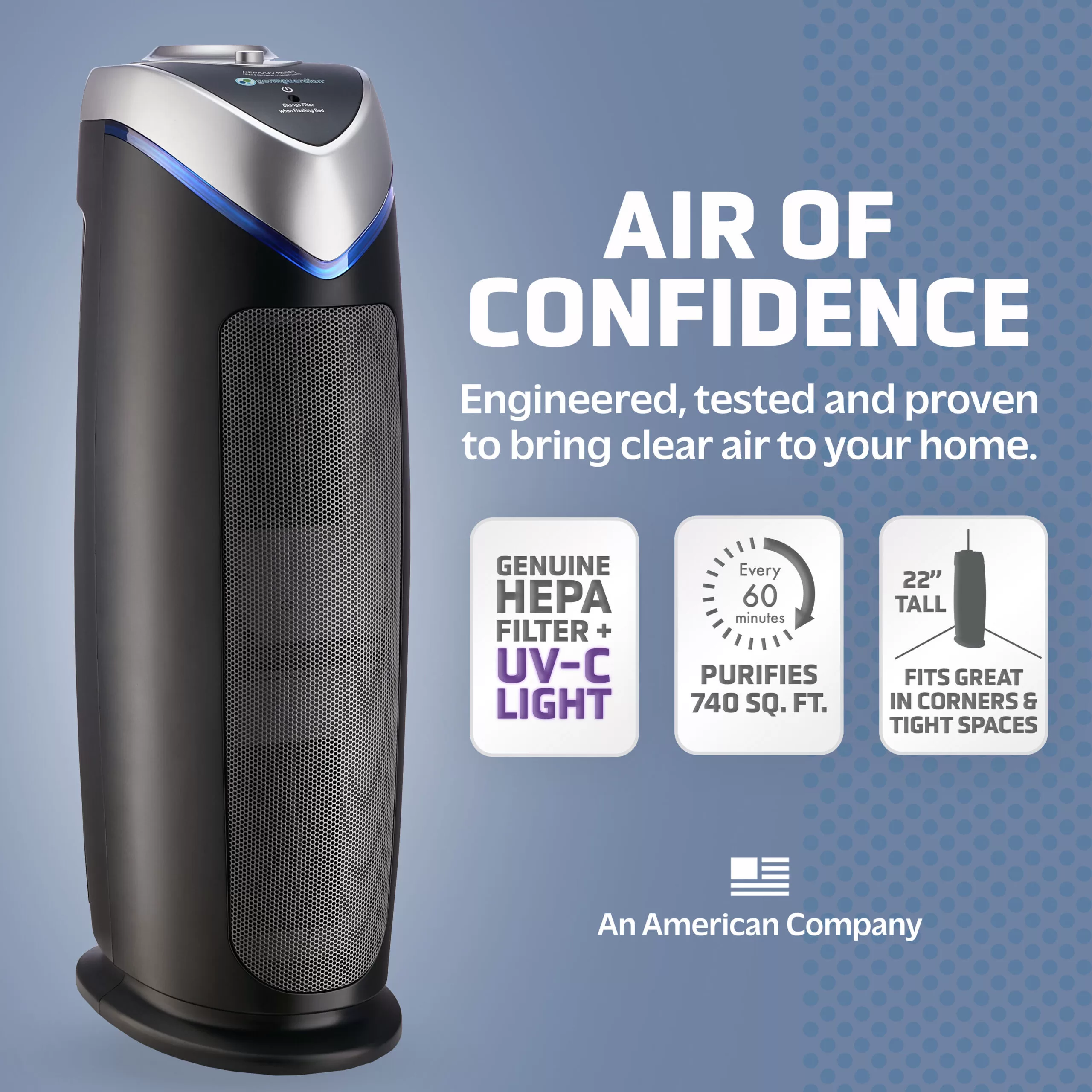 GermGuardian 3-Speed Gray HEPA and Uv Air Purifier ENERGY STAR (Covers: 740-sq ft)